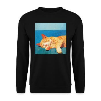 Katze, katzenmotiv, popart, geschenk, geschenkidee - Unisex Pullover - Schwarz - Vorne - Alina (178cm) & Michal (187cm)