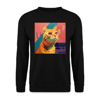 Katze, katzenmotiv, popart, geschenk, geschenkidee - Unisex Pullover - Schwarz - Vorne - Alina (178cm) & Michal (187cm)