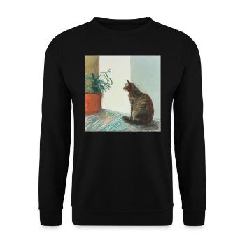 Katze, katzenmotiv, popart, geschenk, geschenkidee - Unisex Pullover - Schwarz - Vorne - Alina (178cm) & Michal (187cm)