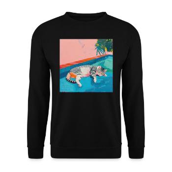 Katze, katzenmotiv, popart, geschenk, geschenkidee - Unisex Pullover - Schwarz - Vorne - Alina (178cm) & Michal (187cm)