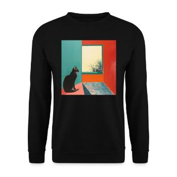 Katze, katzenmotiv, popart, geschenk, geschenkidee - Unisex Pullover - Schwarz - Vorne - Alina (178cm) & Michal (187cm)