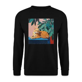 Katze, katzenmotiv, popart, geschenk, geschenkidee - Unisex Pullover - Schwarz - Vorne - Alina (178cm) & Michal (187cm)