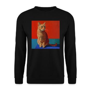Katze, katzenmotiv, popart, geschenk, geschenkidee - Unisex Pullover - Schwarz - Vorne - Alina (178cm) & Michal (187cm)