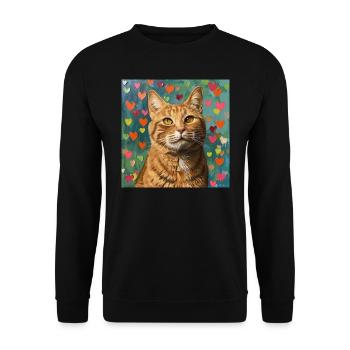 Katze, katzenmotiv, popart, geschenk, geschenkidee - Unisex Pullover - Schwarz - Vorne - Alina (178cm) & Michal (187cm)