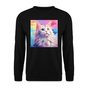 Katze, katzenmotiv, anime, geschenk, geschenkideen - Unisex Pullover - Schwarz - Vorne - Alina (178cm) & Michal (187cm)