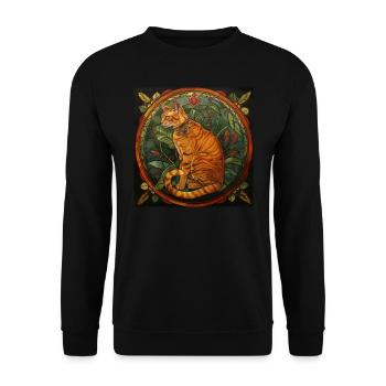 Katze, katzenmotiv, geschenk, geschenkideen katzen - Unisex Pullover - Schwarz - Vorne - Alina (178cm) & Michal (187cm)