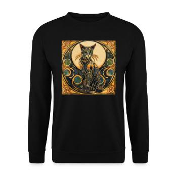 Katze, katzenmotiv, geschenk, geschenkideen katzen - Unisex Pullover - Schwarz - Vorne - Alina (178cm) & Michal (187cm)