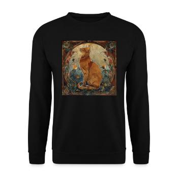 Katze, katzenmotiv, geschenk, geschenkideen katzen - Unisex Pullover - Schwarz - Vorne - Alina (178cm) & Michal (187cm)