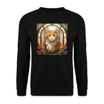 Katze, katzenmotiv, geschenk, geschenkideen katzen - Unisex Pullover - Schwarz - Vorne - Alina (178cm) & Michal (187cm)