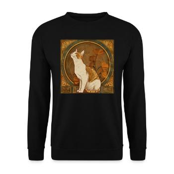 Cat, cat motif, vintage, gift - Unisex Sweatshirt - black - Front - Alina (178cm) & Michal (187cm)