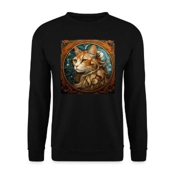 Katze, katzenmotiv, vintage, geschenk - Unisex Pullover - Schwarz - Vorne - Alina (178cm) & Michal (187cm)