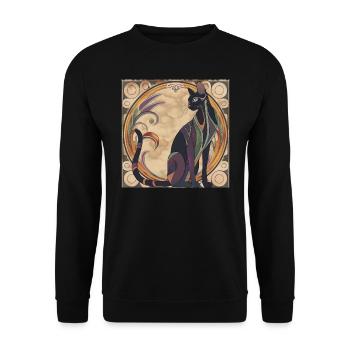 Katze, katzenmotiv, vintage, geschenk - Unisex Pullover - Schwarz - Vorne - Alina (178cm) & Michal (187cm)