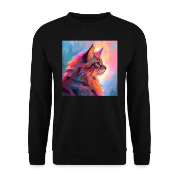 Katze, katzenmotiv, anime, geschenk, geschenkideen - Unisex Pullover - Schwarz - Vorne - Alina (178cm) & Michal (187cm)