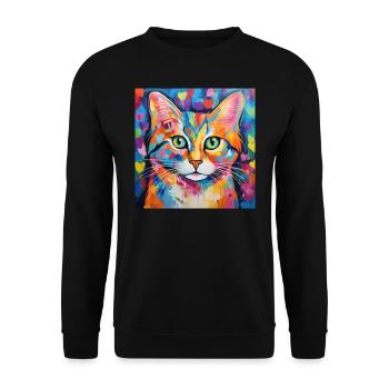 Katze, katzenmotiv, herz, geschenk, geschenkideen - Unisex Pullover - Schwarz - Vorne - Alina (178cm) & Michal (187cm)