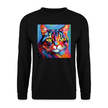 Cat, cat motif, pop art, gift, gift idea - Unisex Sweatshirt - black - Front - Alina (178cm) & Michal (187cm)