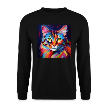 cat, cat motif, colorful, gift, gift ideas - Unisex Sweatshirt - black - Front - Alina (178cm) & Michal (187cm)
