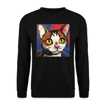 Katze, katzenmotiv, comic, geschenk, geschenkideen - Unisex Pullover - Schwarz - Vorne - Alina (178cm) & Michal (187cm)