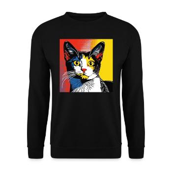 Katze, katzenmotiv, comic, geschenk, geschenkideen - Unisex Pullover - Schwarz - Vorne - Alina (178cm) & Michal (187cm)