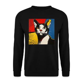 cat, cat motif, comic, gift, gift ideas - Unisex Sweatshirt - black - Front - Alina (178cm) & Michal (187cm)