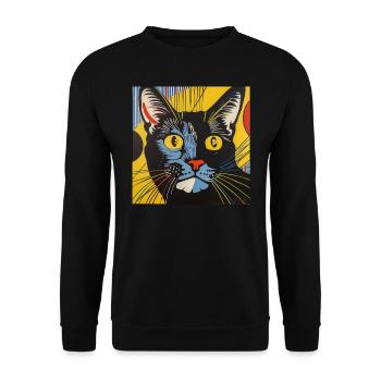 Chat, motif de chat, bande dessinée - Sweat-shirt Unisexe - noir - Devant - Alina (178cm) & Michal (187cm)
