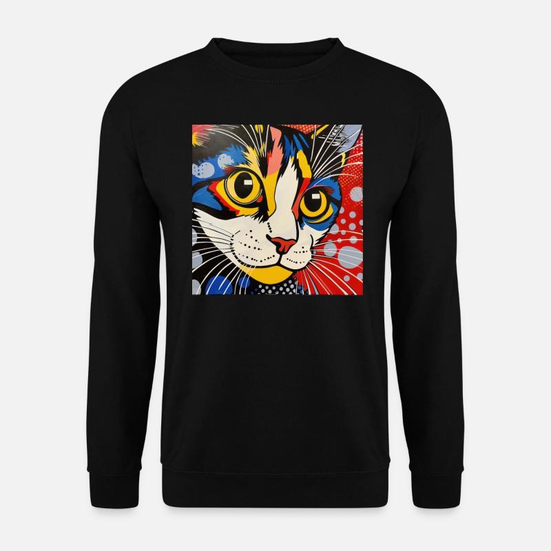 Katze, katzenmotiv, comic, geschenk, geschenkideen - Unisex Pullover - Schwarz