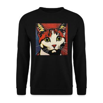 Katze, katzenmotiv, comic, geschenk, geschenkideen - Unisex Pullover - Schwarz - Vorne - Alina (178cm) & Michal (187cm)