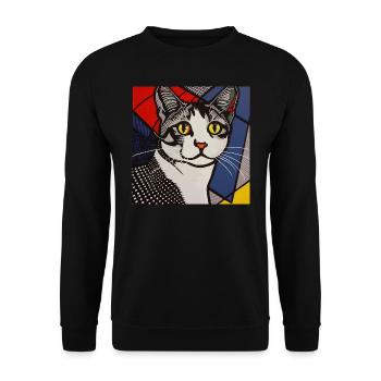 Cat, Cat Motif - Unisex Sweatshirt - black - Front - Alina (178cm) & Michal (187cm)