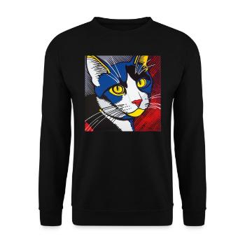 Cat, Cat Motif - Unisex Sweatshirt - black - Front - Alina (178cm) & Michal (187cm)