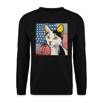Cat, Cat Motif - Unisex Sweatshirt - black - Front - Alina (178cm) & Michal (187cm)