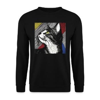 Cat, Cat Motif - Unisex Sweatshirt - black - Front - Alina (178cm) & Michal (187cm)