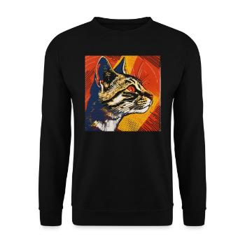 Cat, Cat Motif - Unisex Sweatshirt - black - Front - Alina (178cm) & Michal (187cm)
