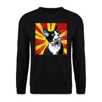 Cat, Cat Motif - Unisex Sweatshirt - black - Front - Alina (178cm) & Michal (187cm)