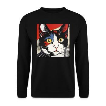 Cat, Cat Motif - Unisex Sweatshirt - black - Front - Alina (178cm) & Michal (187cm)