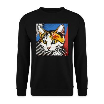 Cat, Cat Motif - Unisex Sweatshirt - black - Front - Alina (178cm) & Michal (187cm)
