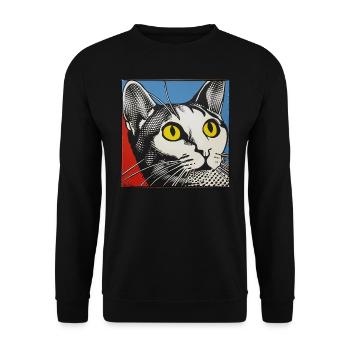 Cat, Cat Motif - Unisex Sweatshirt - black - Front - Alina (178cm) & Michal (187cm)