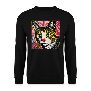 Cat, Cat Motif - Unisex Sweatshirt - black - Front - Alina (178cm) & Michal (187cm)