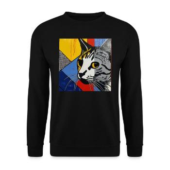 Cat, Cat Motif - Unisex Sweatshirt - black - Front - Alina (178cm) & Michal (187cm)