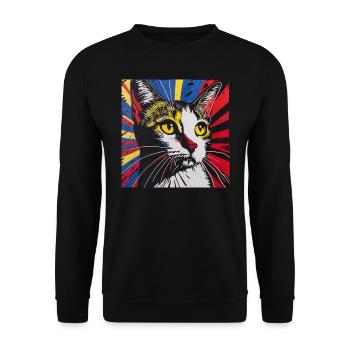 Cat, Cat Motif - Unisex Sweatshirt - black - Front - Alina (178cm) & Michal (187cm)