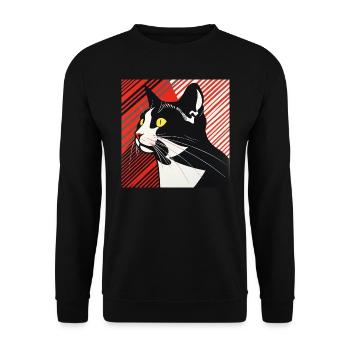 Cat, Cat Motif - Unisex Sweatshirt - black - Front - Alina (178cm) & Michal (187cm)