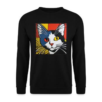 Cat, Cat Motif - Unisex Sweatshirt - black - Front - Alina (178cm) & Michal (187cm)