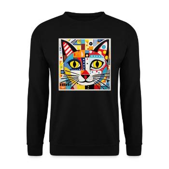 Cat, Cat Motif - Unisex Sweatshirt - black - Front - Alina (178cm) & Michal (187cm)
