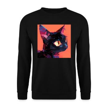 Cat, Cat Motif - Unisex Sweatshirt - black - Front - Alina (178cm) & Michal (187cm)