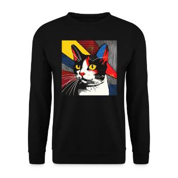 Katze, katzenmotiv - Unisex Pullover - Schwarz - Vorne - Alina (178cm) & Michal (187cm)
