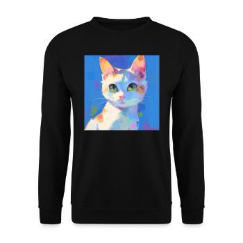Cat, Cat Motif - Unisex Sweatshirt - black - Front - Alina (178cm) & Michal (187cm)