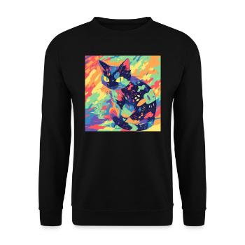 Cat, Cat Motif - Unisex Sweatshirt - black - Front - Alina (178cm) & Michal (187cm)