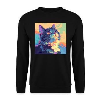 Cat, Cat Motif - Unisex Sweatshirt - black - Front - Alina (178cm) & Michal (187cm)