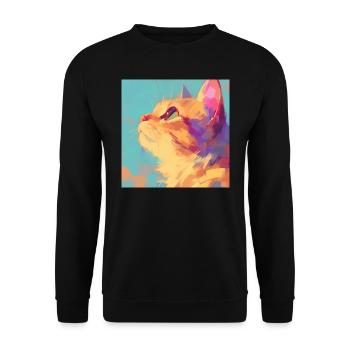 Cat, Cat Motif - Unisex Sweatshirt - black - Front - Alina (178cm) & Michal (187cm)