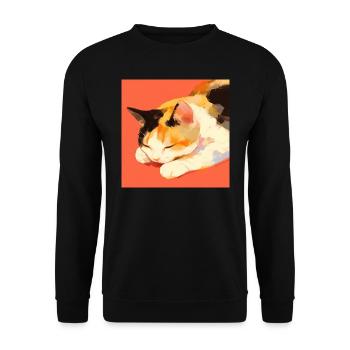 Cat, Cat Motif - Unisex Sweatshirt - black - Front - Alina (178cm) & Michal (187cm)