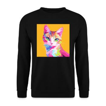 Chat, Motif De Chat - Sweat-shirt Unisexe - noir - Devant - Alina (178cm) & Michal (187cm)