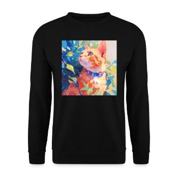 Cat, Cat Motif - Unisex Sweatshirt - black - Front - Alina (178cm) & Michal (187cm)